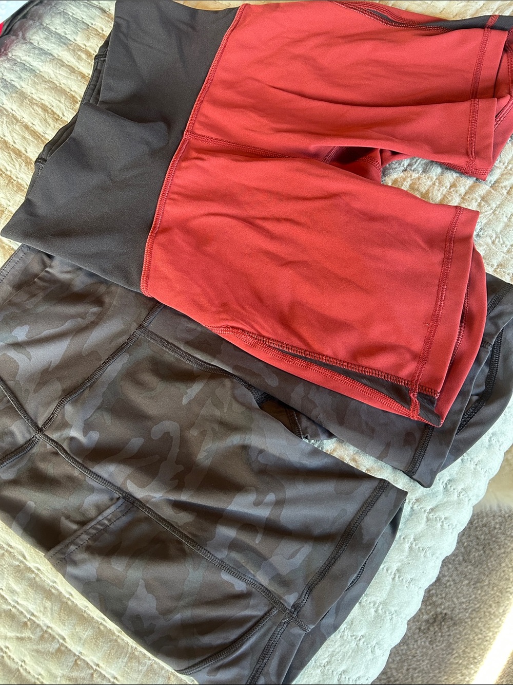 Lululemon Workout Shorts 2 pair Red and Dark Gray Camouflage